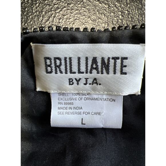 Silk Beaded Evening Jacket Women's Large Black Jet Beads Formal Cocktail Luxury - Picture 7 of 10